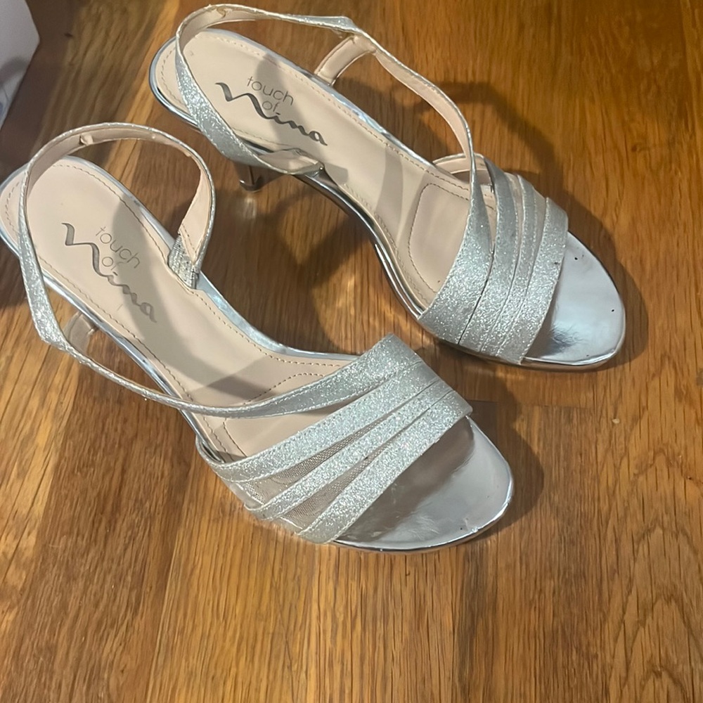 silver glitter heels